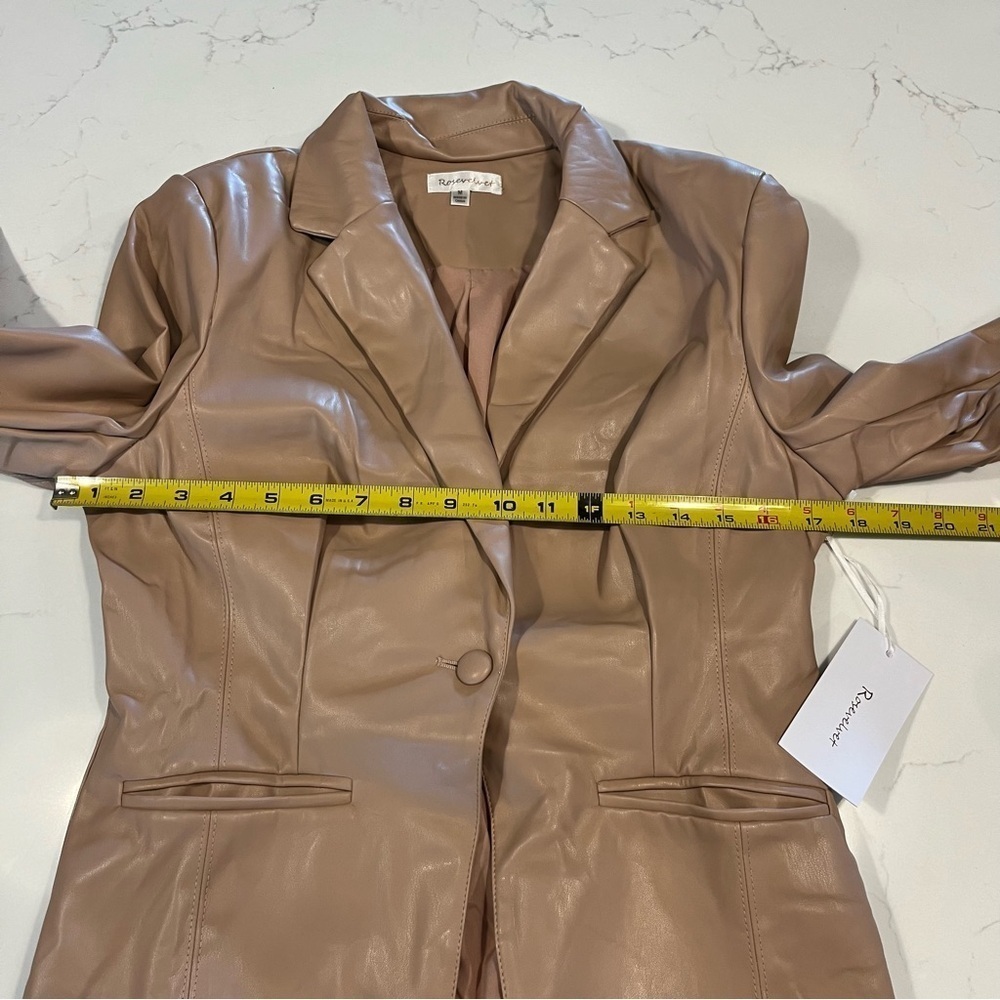Rosevelvet Taupe Faux Leather Blazer Medium - Picture 11 of 16